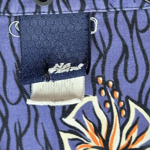 Vintage No Fear Men's Large Hawaiian Shirt 90s Retro Button Up Blue Floral Top - Picture 4 of 10